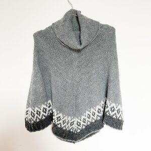 Stambecco Made in Italy Wool Alpaca Turtle Neck Poncho Sweater Once Size